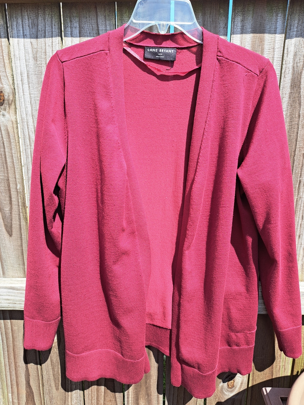 Lane Bryant Women's Open-Front Maroon Cardigan Sweater